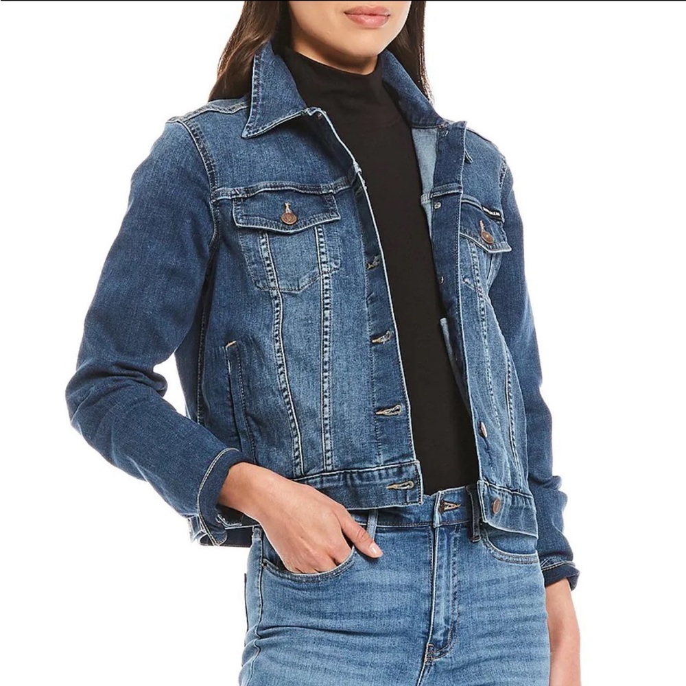 HP🎉 Calvin Klein Jeans Denim Long Sleeve Point Collar Trucker Jacket